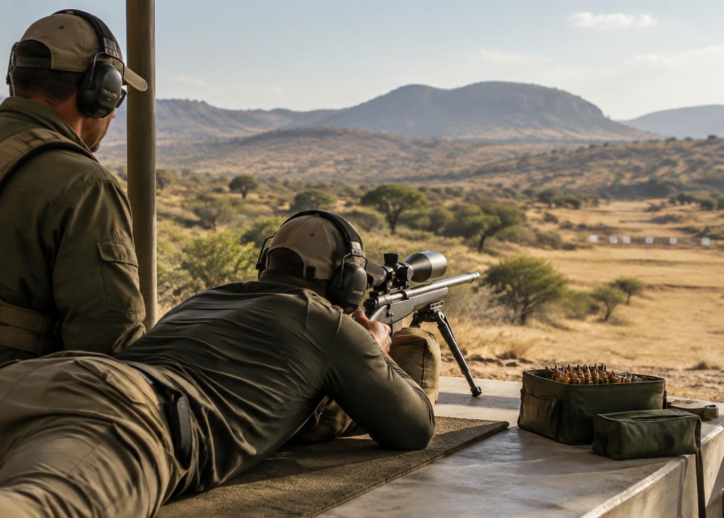 Long-range sport shooter and range officer at a South African range
